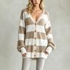 Women's clothing autumn and winter new lazy wind striped knitted sweater long-sleeved breasted cardigan sweater jacket