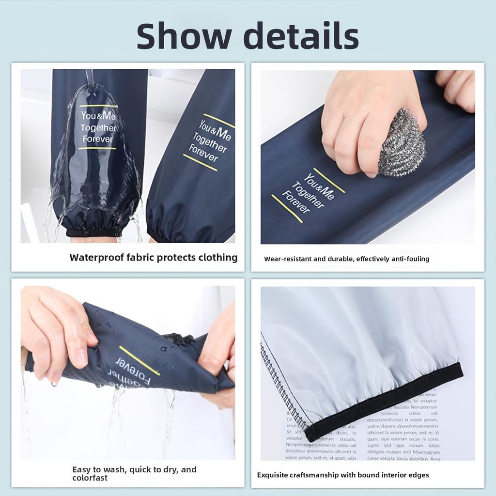 1 Pair Kitchen Waterproof And Oil Proof Sleeves Adult Work Anti Dirt Wear-resistant Sleeves For All-season Household Cleaning