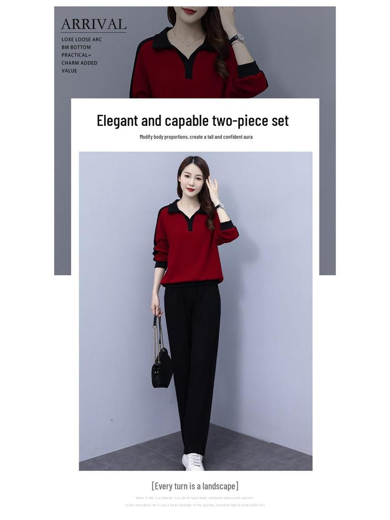 2024 Women's Fashionable Two-Piece Sportswear Set - Stylish, Age-Reducing Autumn Collection
