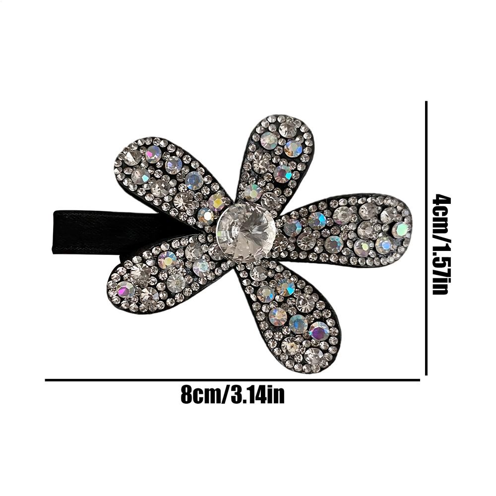 

Flower Sparkling Hair Clip Sparkling Crystal Stone Braided Hair Clips Vintage Metal Sparkling Duckbill Hairpin Flower Hair Clips белый