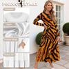 Long Sleeve Casual Midi Dress Ladies Patchwork Hem Loose Dress
