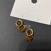 Korea Dongdaemun Nyunyu Niche Design Metal Versatile Temperament Resin Amber Ins Splicing Earrings