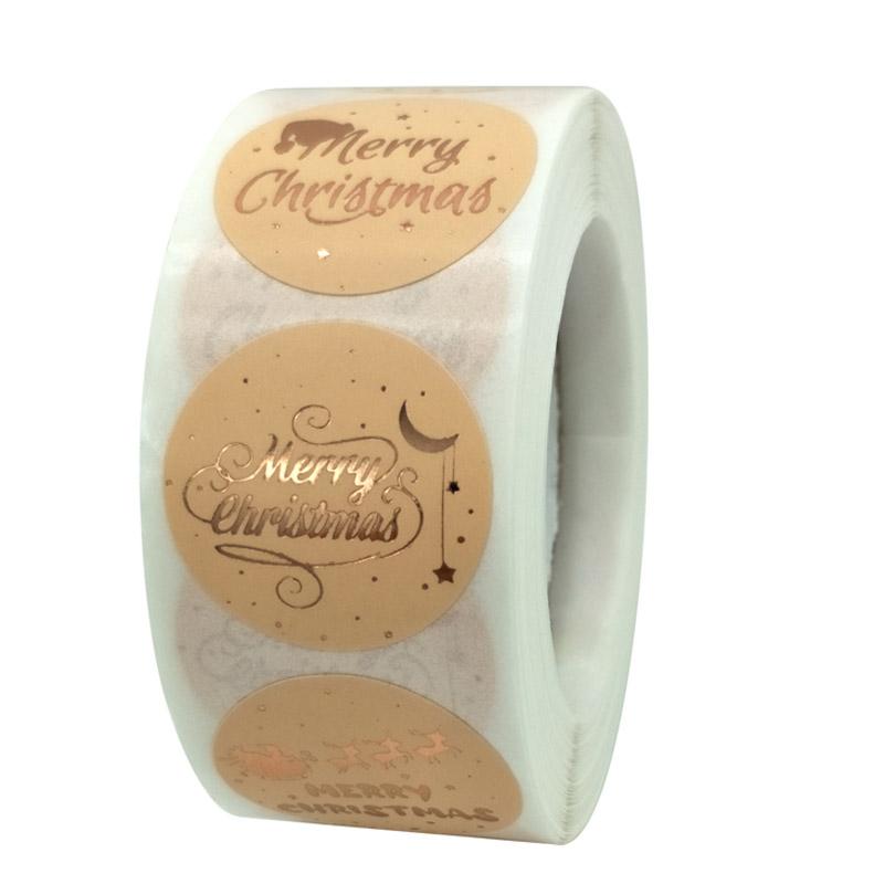 50-500Pcs 1 Inch Golden Font Merry Christmas Sticker Thank You Sticker Seal Label For Envelope Gift Wrapping Stationery Decor