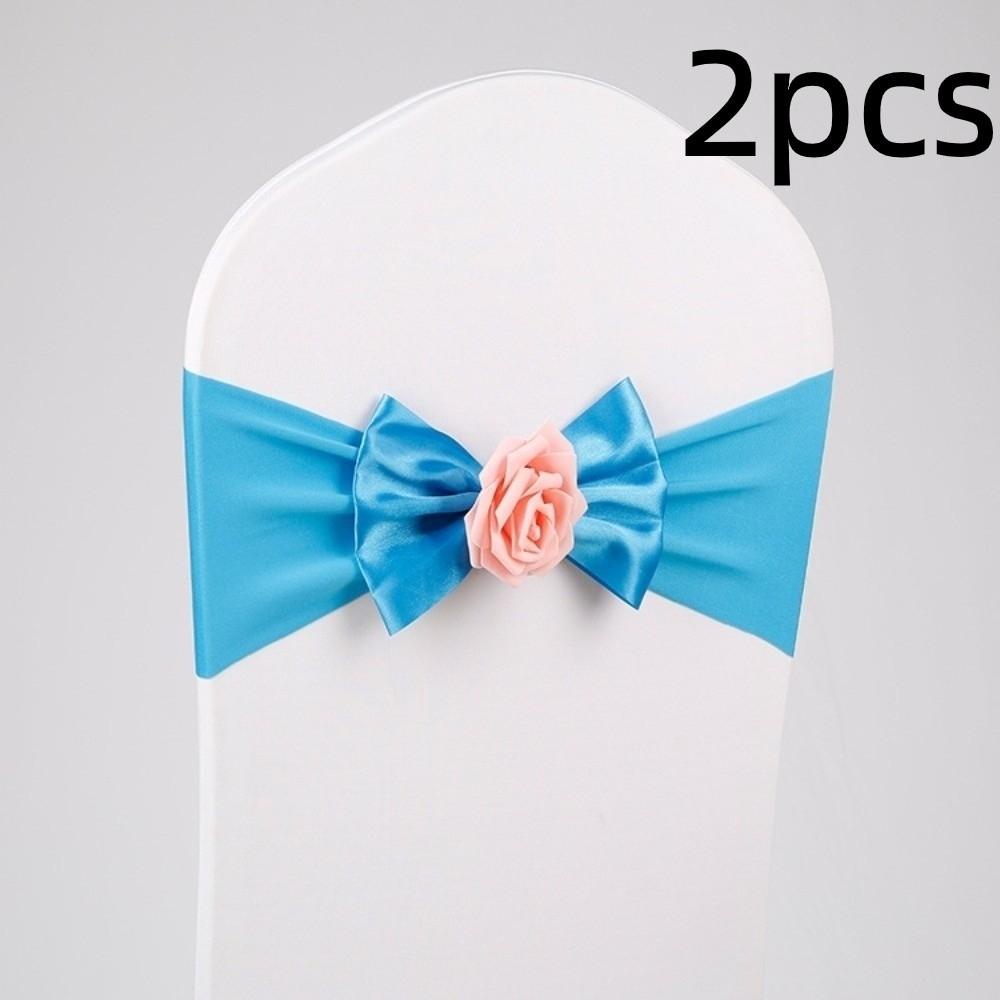 2pcs Vintage Satin Chair Sashes Band Multicolor Chair Back Flower Durable Chair Bow Tie Birthday