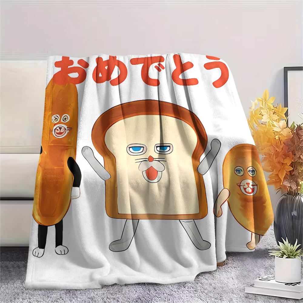 1PC Bread Thief Print Flannel Blanket, High quality All Seasons, Home Decor, Warmth and Comfort, Perfect for Christmas Gifts