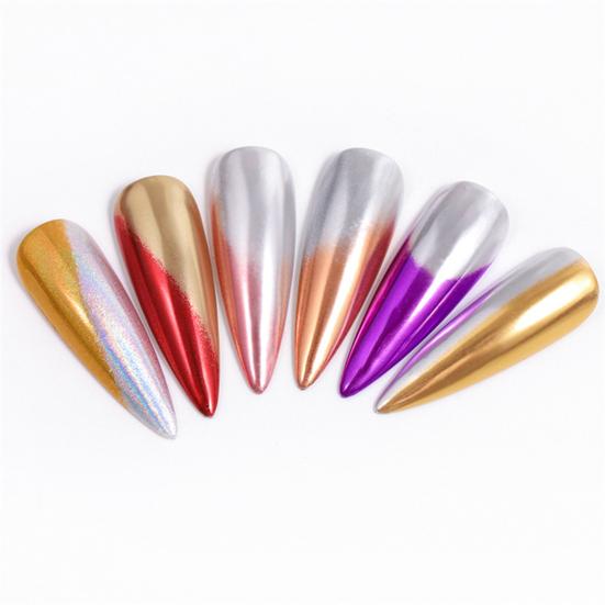 20G Chrome Nail Powder 2 Metallic Holographic Pigment Colors Mirror Effect Powder DIY Gel Nail Art