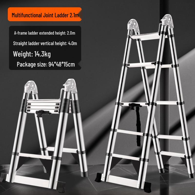 Multifunctional Stainless Steel Telescopic Ladder: A-Frame, Extension, Straight, Folding, Household/Engineering Use