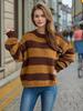 Autumn and Winter Fashion New Sweater Round Neck Contrasting Stripes Casual Retro Lazy Style Pullover 3565