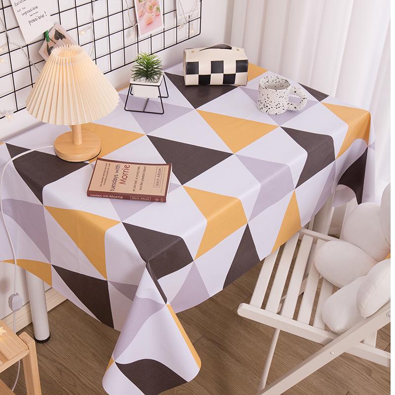 Mantel de PVC Impermeable y a Prueba de Aceite Estilo Nórdico - Rectangular, Diseño Artístico, Fácil de Limpiar, Mantel para Mesa de Comedor/Café