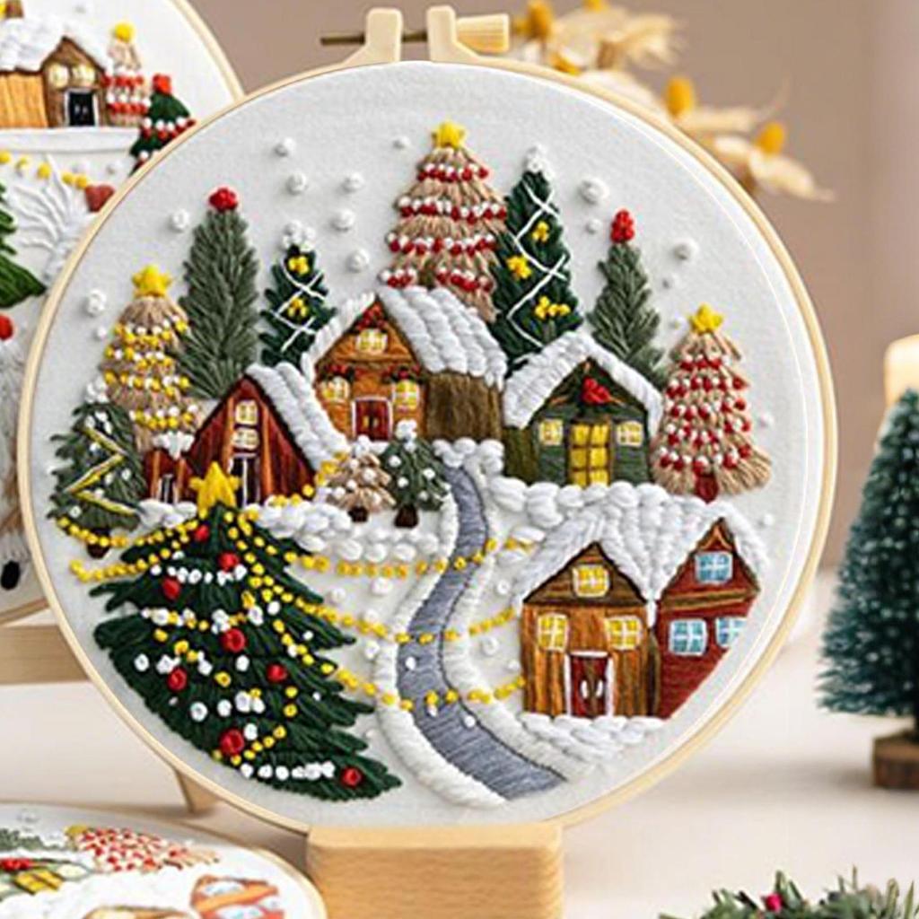 Christmas Embroidery Kit Hand Embroidery Kit Christmas Decorations Embroidery Kit Creative Handmade Needlework Kit Home Decor
