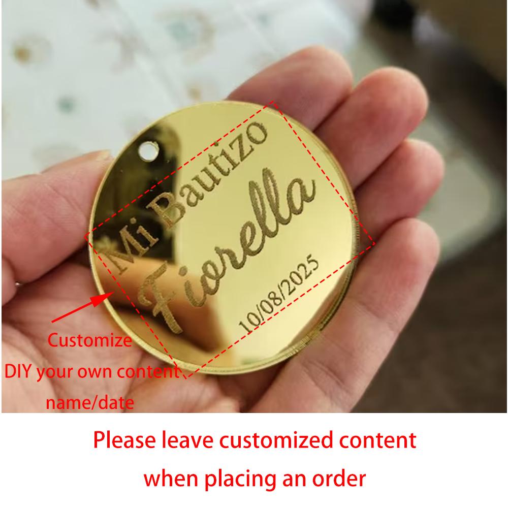 

20Pcs Custom Engraved Circle Acrylic Mirror Name Tags Wedding Bridal Shower Baby Shower Wine Glass Drink Identifier Event Favors 20pcs 5CM