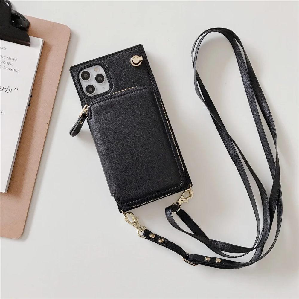 Zipper Wallet Purse Crossbody Leather Case For iPhone 16 15 14 Plus 13 12 11 Pro Max X XS XR 7 8 Plus Long Lanyard Cover