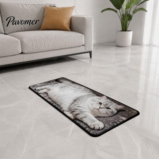 Washable Bathroom Mat Cute Cat Shape Rug, 3D Simulation Modeling, Soft Imitation Decorative Decor Cashmere Absorbent Floor Mat, Non-slip for