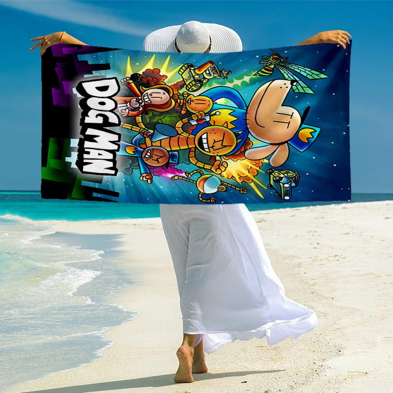 Dog Man Fashion Beach Towel: Ideal for Summer Adventures Soft, absorbent and quick drying suitable for swimming and bathing