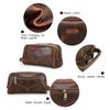 CONTACT'S Genuine Leather Vintage Cosmetic Bag for Men Make Up Bag Travel Bag Male Toilery Bag Wash Bag