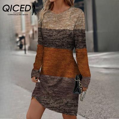 Women's Spring Autumn O-Neck Collision Long Sleeve Casual Comfort Dresses