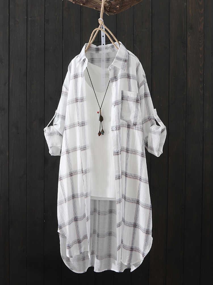 2024 Korean Style Women's Mid-Length Plaid Sunscreen Shirt - Lightweight Summer Jacket