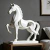 Standing Horse Statue Modern Geometric Horse Ornament Large Base Matte White Art Figurine for Home Office Living Room Decor Luck Wealth Gift