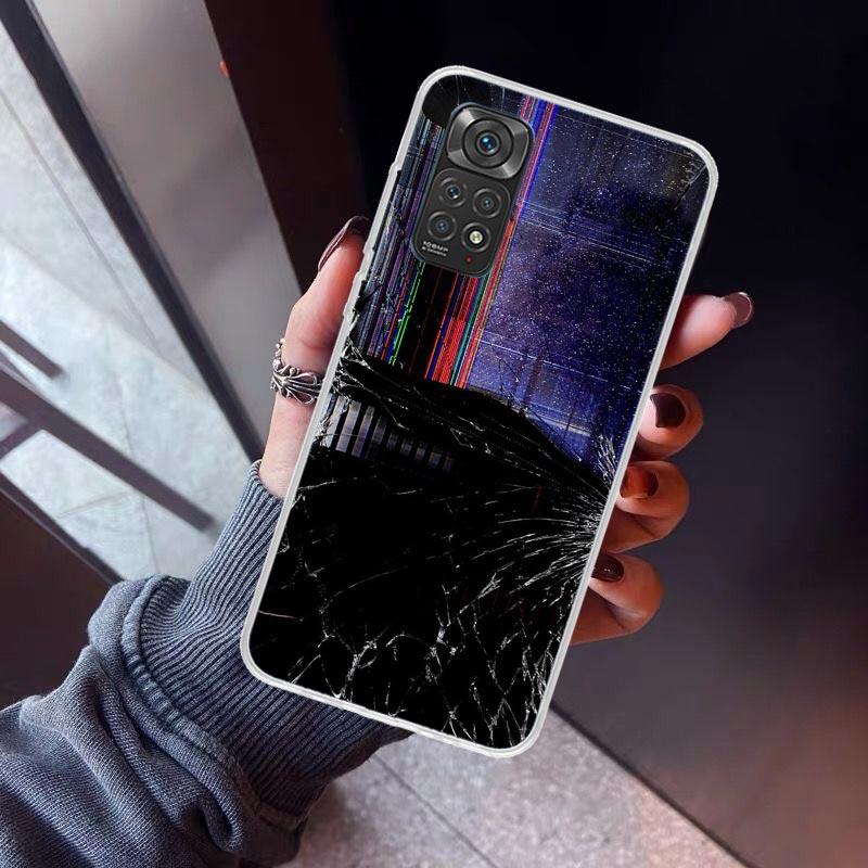 Broken Phone Screen Phone Case For Xiaomi Redmi Note 10 11 12 13 14 15 Pro Plus 11S 12S 14S 11T 11E 10S Soft TPU Back Cover Redm