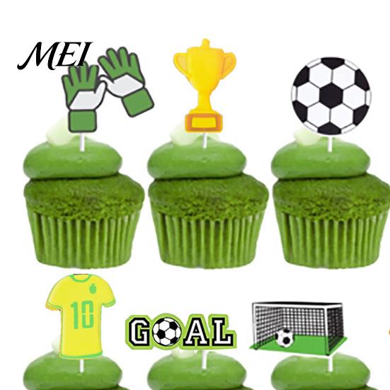 Soccer Party Baking Accessories 8 Pcs Cake Topper Decoration, Ball Goal Sports Dessert Toppers Shoe Cupcake for Sport Theme Birthday Supplies Decor