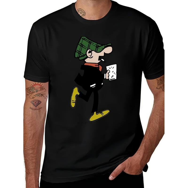 Men's Andy Capp British Pub Icon T-Shirt - Iconic Comic Print Short Sleeve Round Neck Tee Suitable for Themed Parties, Daily Wear & Comic Conventions