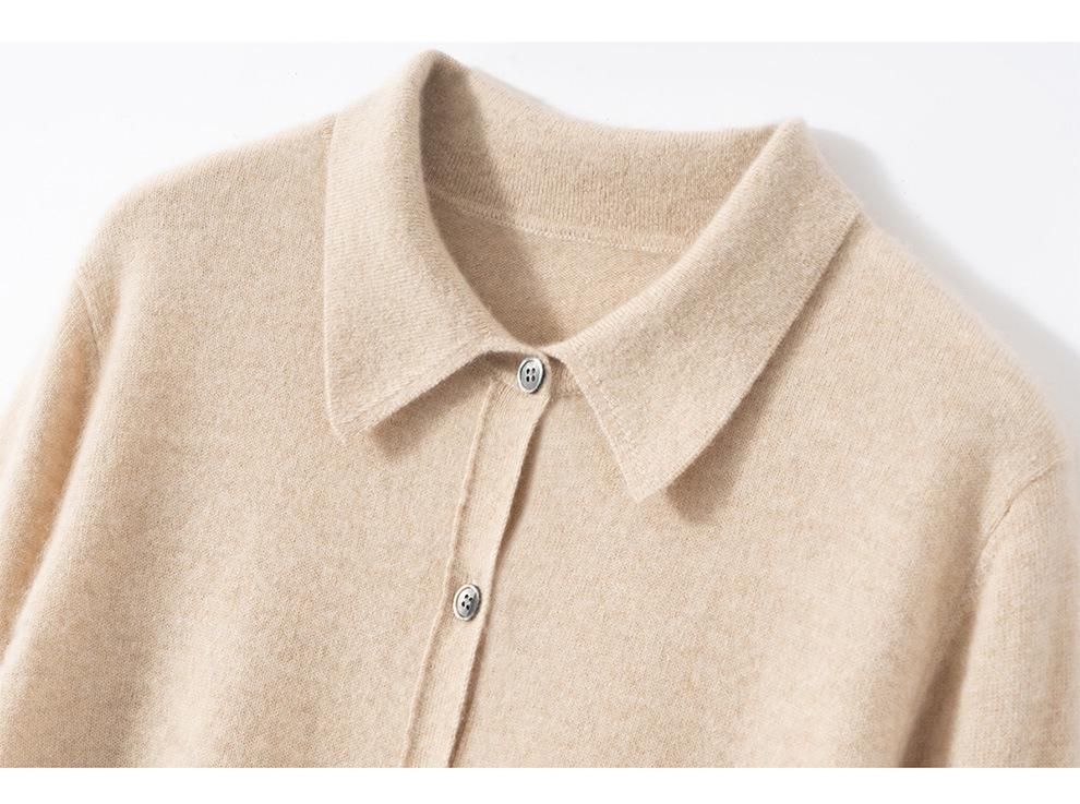 Women's 100% Cashmere Polo Neck Sweater - Versatile Autumn/Winter Knitwear Cardigan Blouse