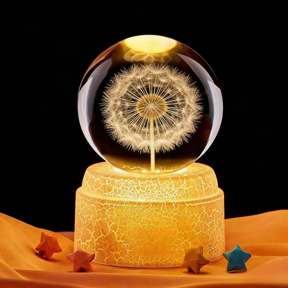 Dandelion Crystal Ball Night Light - Unique Gift for Girls' Birthdays & New Year Ornaments
