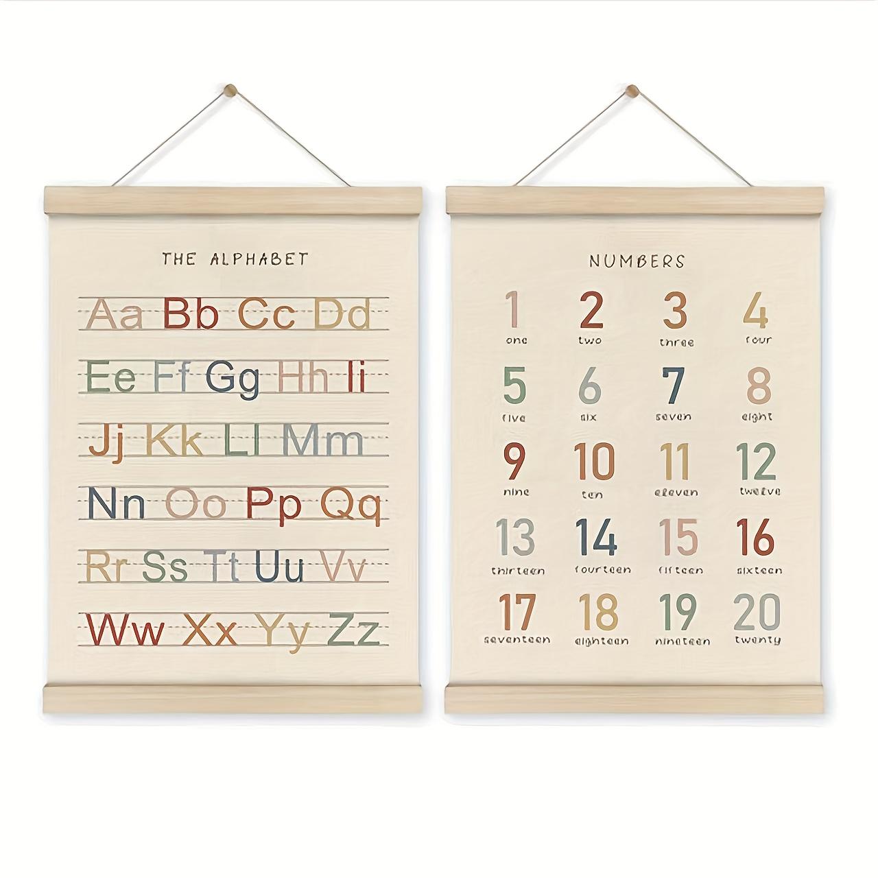 

2 шт. Набор рамок-подвесов для плакатов с алфавитом и цифрами, баннер ABC, настенный арт-постер с деревянными рамками, для дома, класса белый