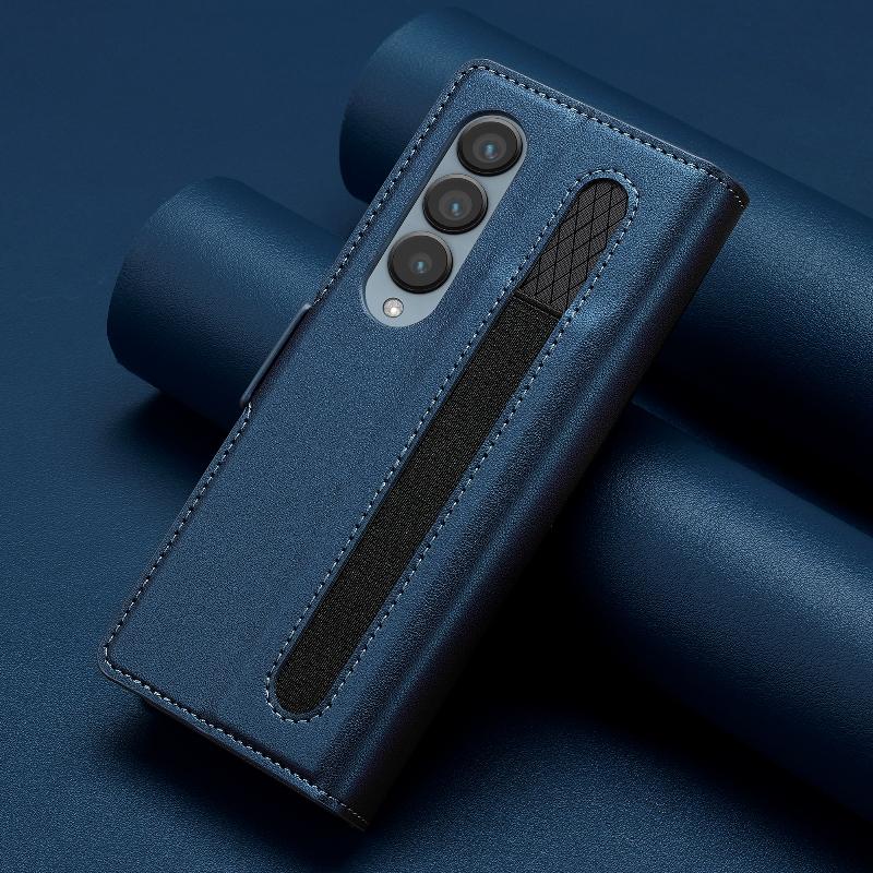 Magnetic Flip Leather Phone Cover For Samsung Galaxy Z Fold4/Z Fold 3 Built-in Wallet Card With Pen Slot(Excluding Pen)