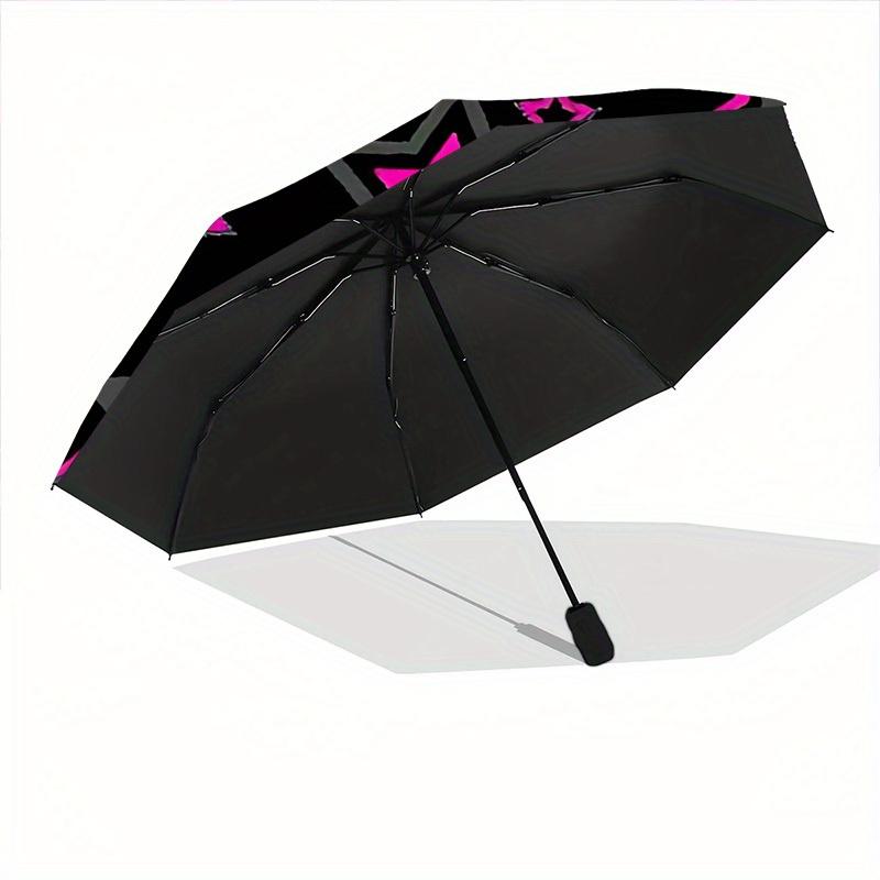 1pc Neon Star Print Automatic Folding Umbrella, Portable & Foldable Design with 8 Ribs, Casual Outdoor Accessory yy250729047