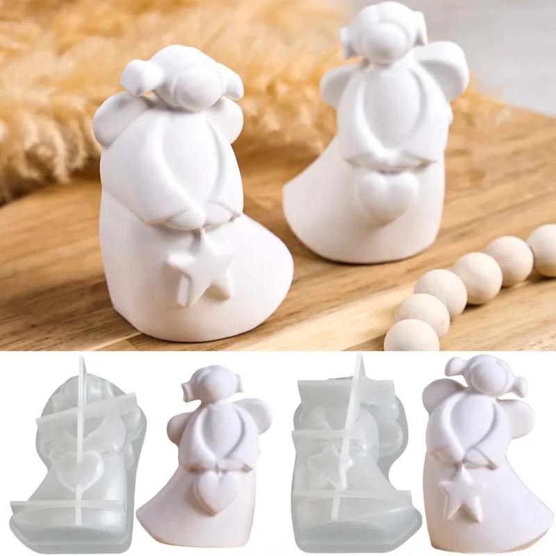 Top Quality Heart Star Angel Silicone Candle Mold DIY Wings Girl Aromatherapy Gypsum Casting Molds Soap Plaster Resin Making