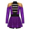 Girls Circus Ringmaster Costume Long Sleeve Shiny Sequins Dress Jumpsuit Halloween Party Fancy Cosplay Outfits Ballet Dancewear