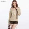 HeyHenry Womens Slim Fit Long Sleeve T-Shirt U-Neck Letter Print Top Retro Y2K Streetwear