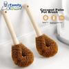 Shijia Natural Coconut Palm Pot Scrubber, 2 Pieces, Long Handle Brush for Kitchen Cleaning And Stain Removal