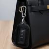 Durable Key Protection Case Zipper Purse Transparent Window Car Key Holder PU Leather Square Design Key Bag Case Waist Hanging