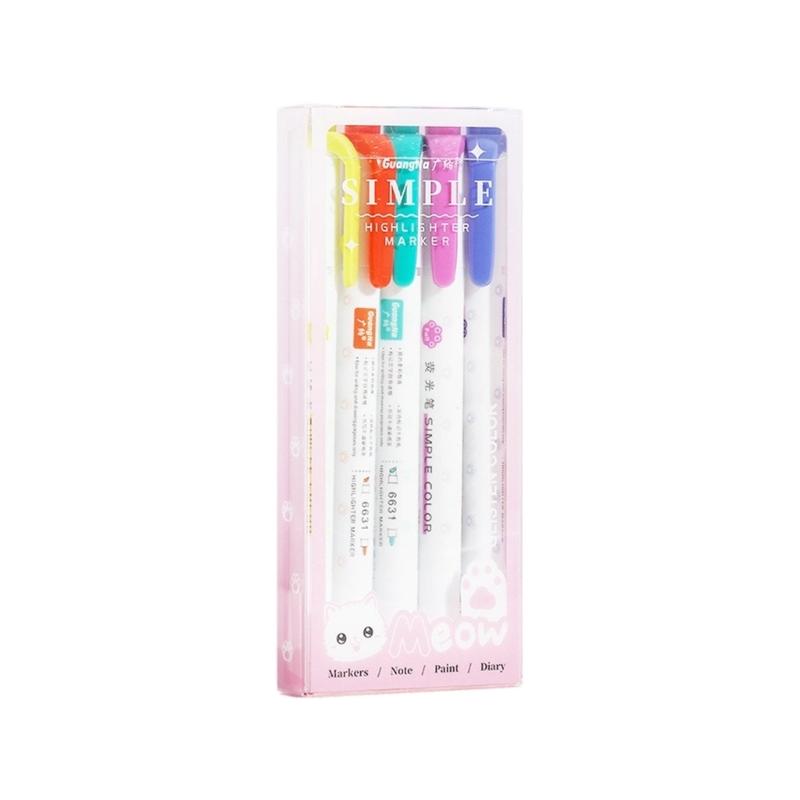Double Ended Fluorescent Markers Gentle Color Designs Reduces Eye Strain Smooth Writing for School Office Supplies