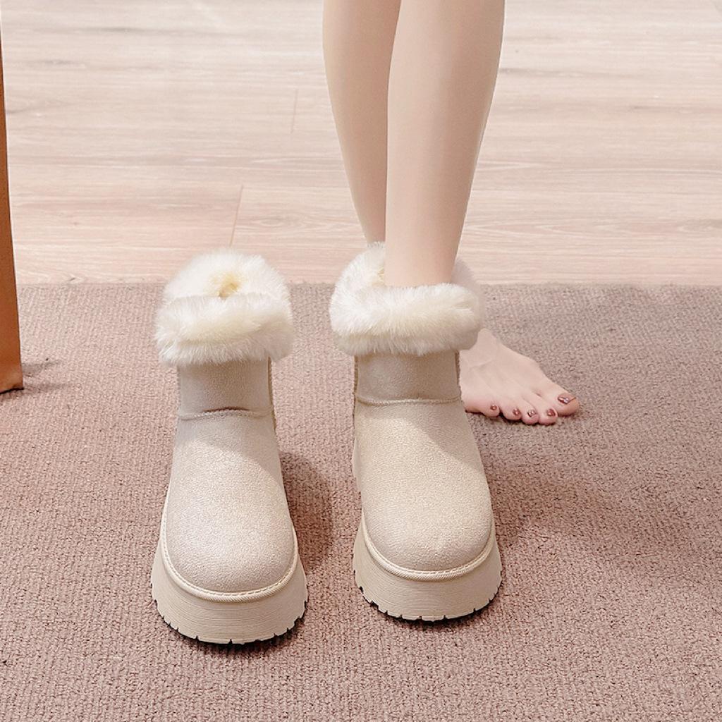 Women's lightweight comfortable cold warm padded snow boots non-slip wear-resistant outdoor casual sneakers mid-calf cotton boots