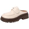 Ji Xiao leather shoes casual Velcro women's imitation leather retro one-pedal platform slippers tide