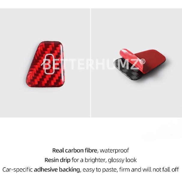 BETTERHUMZ Door Open Button Sticker Compatible with Tesla Model 3 - Model Y 2024- Carbon Fiber Door Lock Switch Trim Interior Accessories (Red)