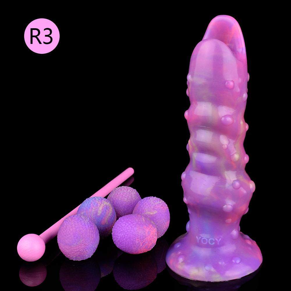 Silicone Anal Plug Luminous Ovipositor Lay Eggs Anal Dildo with Granular Surface Vagina Balls Adult Sex Toy for Woman Men