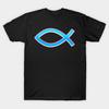 Poisson Jésus Ichtys Symbole Chrétien Bord Rouge Design Rétro Idée Cadeau T-Shirt
