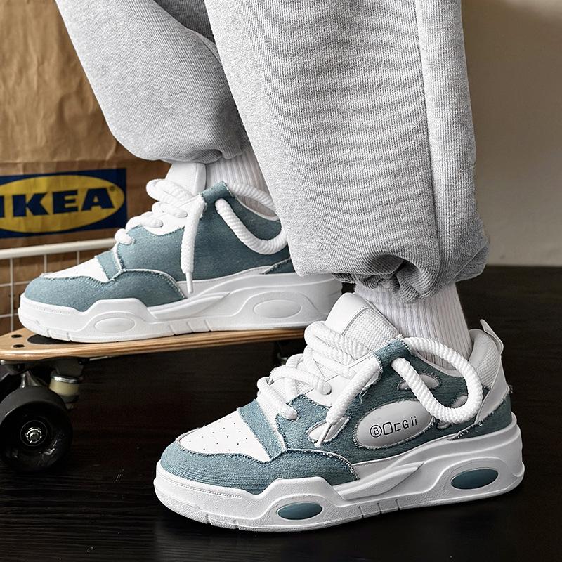 

мужские повседневные туфли для скейтборда на толстой подошве Chunky Sneakers пара дышащих вулканизированных ботинок на шнуровке мужские кроссовки на платформе