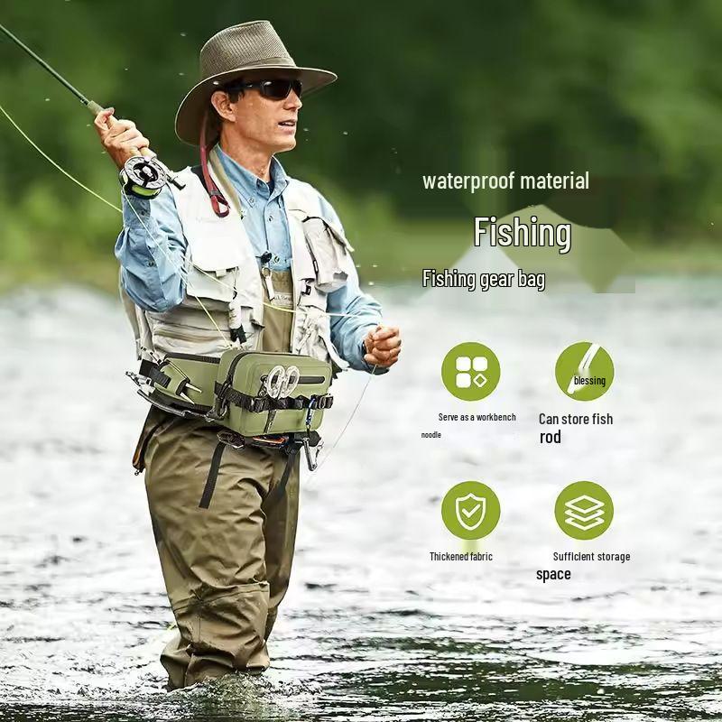 Waterproof Multi-functional Fishing Waist Bag with Rod & Hook Holders