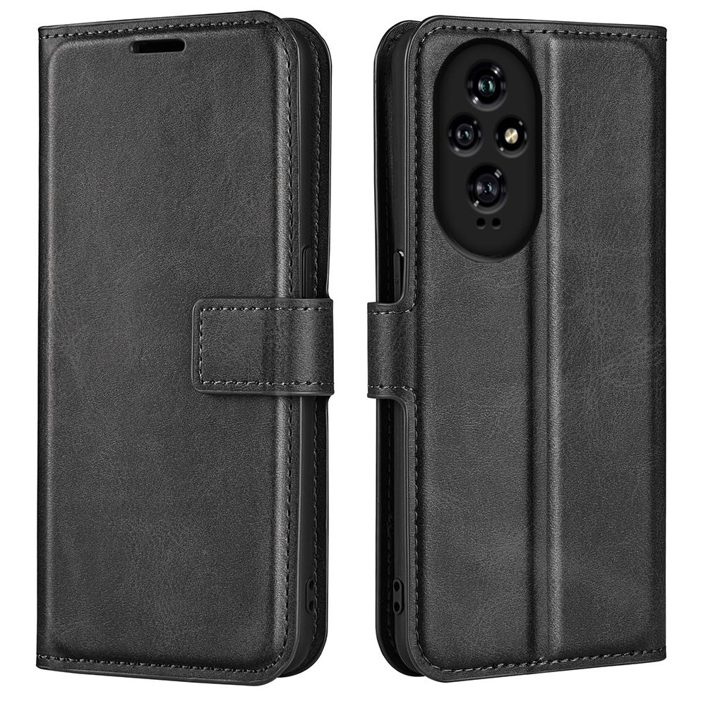 

Чехол для Honor 200 5G, текстура телячьей кожи, чехол для телефона из ПУ-кожи, магнитная застежка, подставка Black