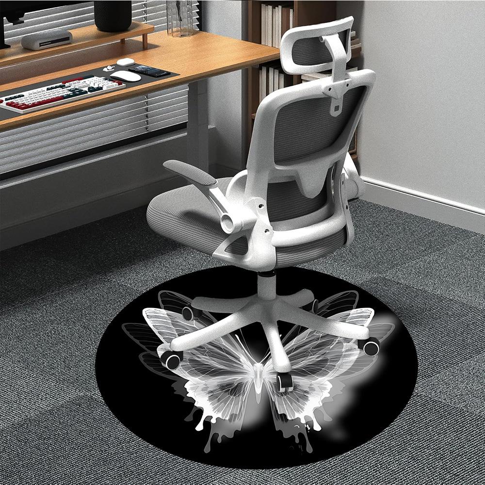 

1PC Butterfly Print Chair Carpet for Office, Indoor Non-Slip Washable Carpet, Soft Comfortable Mat For Office Room yy250930253 80cm by 80cm
