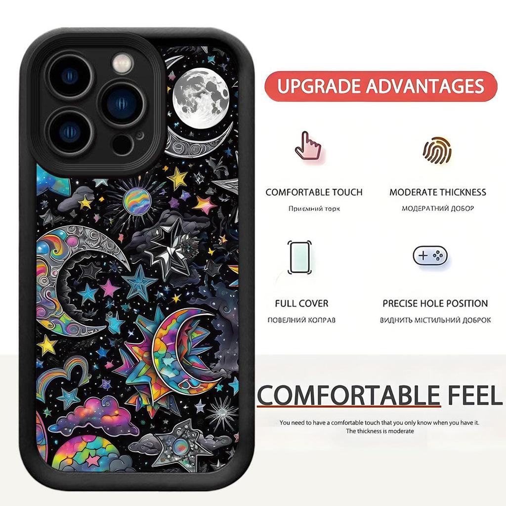 Sequined Black Moon iPhone 15/16/17 Pro Max Protective Case.