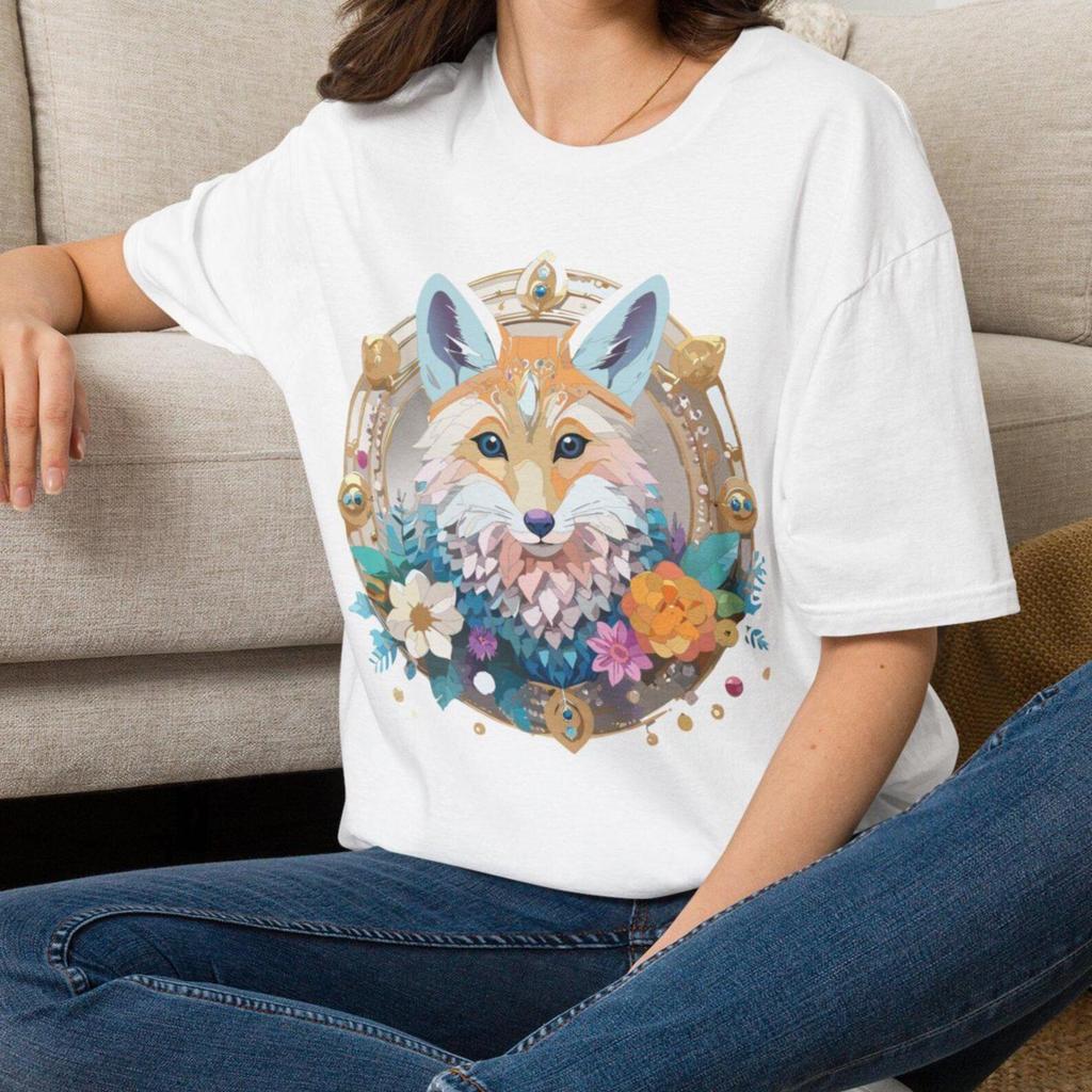 Floral Fox T-Shirt | Mystic Fox Tee Animal Medallion Tee Shirt Gift for her Mom Grandma Family Friend Sister Crew Team Party Aunt