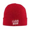 I Love Beer Bonnet Hats TEXT Beanie Hats Printed Knit Hat Winter Y2K Cool Men Women Unisex Outdoor Sport Thermal Elastic Cap
