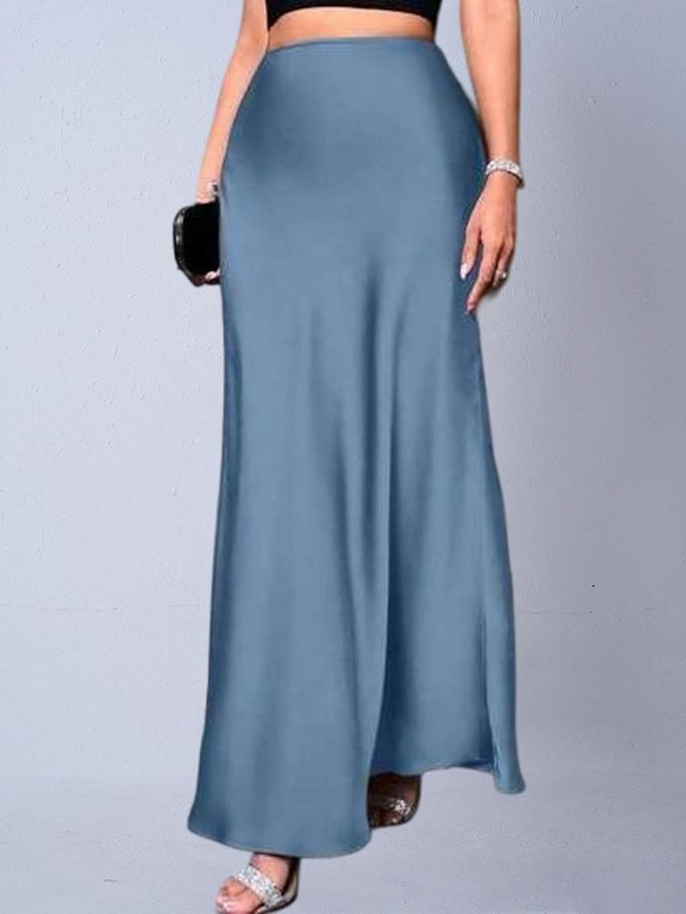 European & American Women's Imitation Silk Long Skirt, 2025 Spring/Autumn Collection