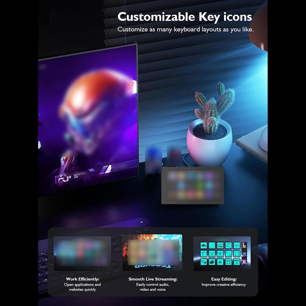 All-in-One   Studio Controller, with 15  ro Keys, for OBS Twitch  , Compatible with PC &   Custom Console, for Photo Video Editing